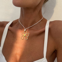 Thumbnail for Trendy Hollow Flower Pendant Wax Cord String Necklace - ArtGalleryZen