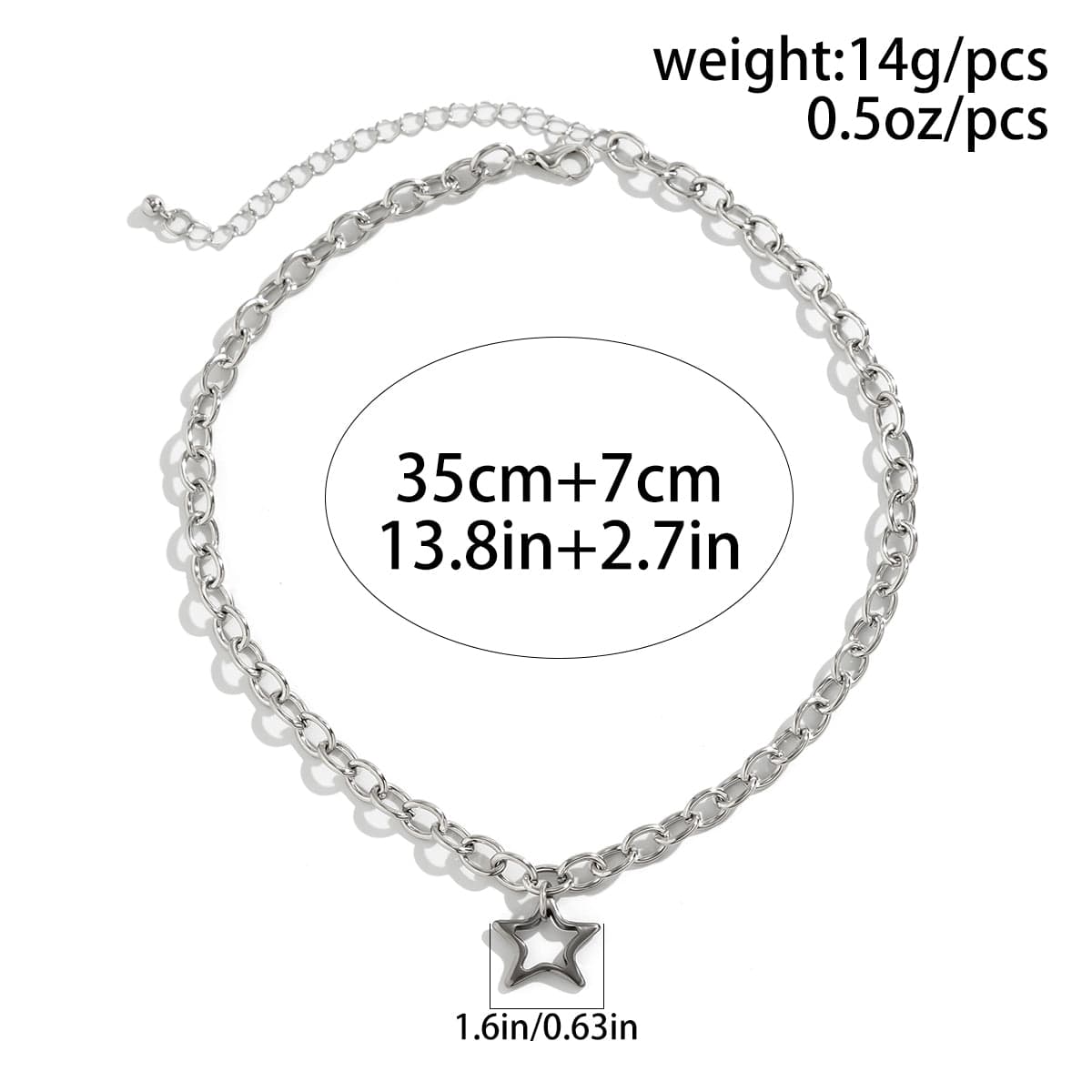 Trendy Hollow Star Pendant Cable Chain Necklace - ArtGalleryZen