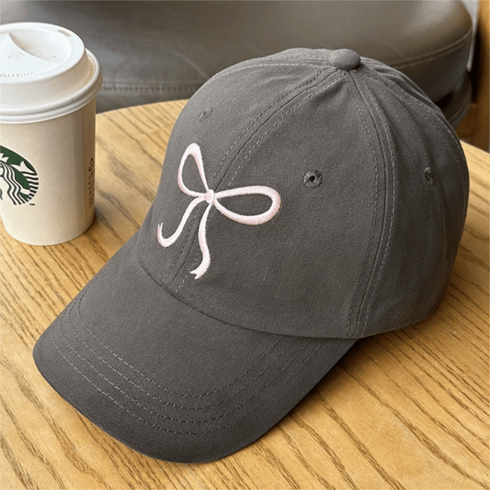 Trendy Korean Embroidered Bowknot Adjustable Baseball Cap - ArtGalleryZen
