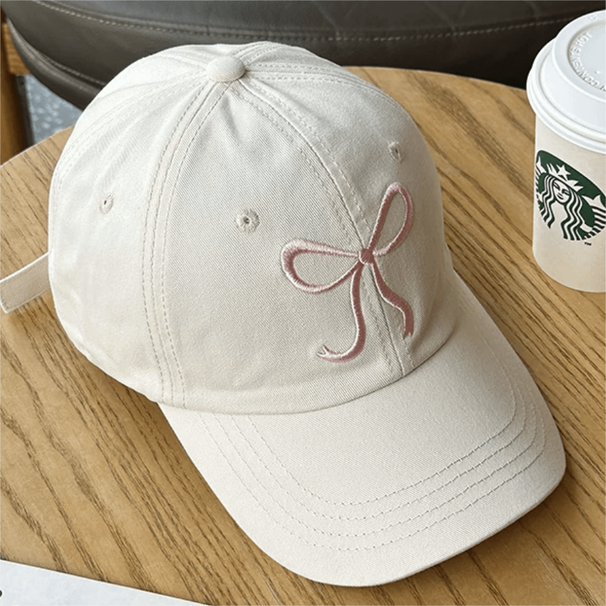 Trendy Korean Embroidered Bowknot Adjustable Baseball Cap - ArtGalleryZen