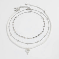 Thumbnail for Trendy Layered Bowknot Charm Star Pearl Chain Necklace Set - ArtGalleryZen