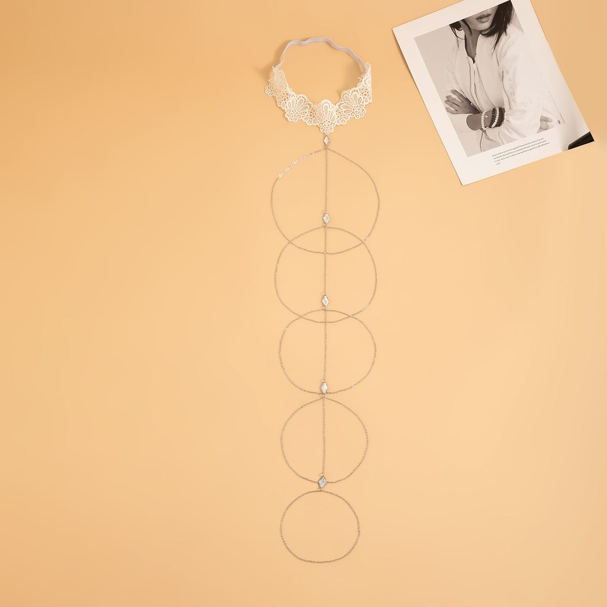 Trendy Layered Crystal Charm Elastic Lace Thigh Leg Chain - ArtGalleryZen