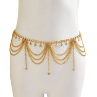 Thumbnail for Trendy Layered Heart Star Butterfly Ball Tassel Curb Waist Chain - ArtGalleryZen