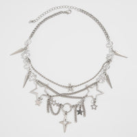 Thumbnail for Trendy Layered Hollow Star Tassel Crystal Stone Chain Necklace - ArtGalleryZen