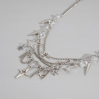 Thumbnail for Trendy Layered Hollow Star Tassel Crystal Stone Chain Necklace - ArtGalleryZen