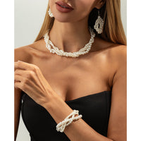 Thumbnail for Trendy Layered Pearl Chain Necklace Bracelet Earrings Set - ArtGalleryZen