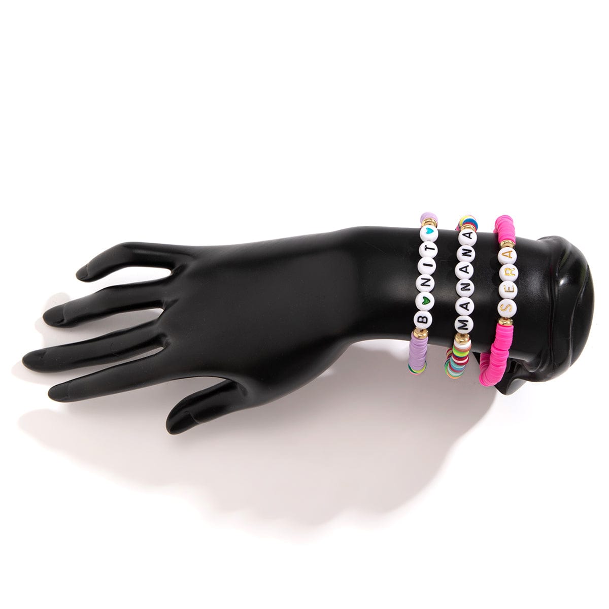 Trendy Layered Polymer Clay Letter Stackable Bracelet Set - ArtGalleryZen