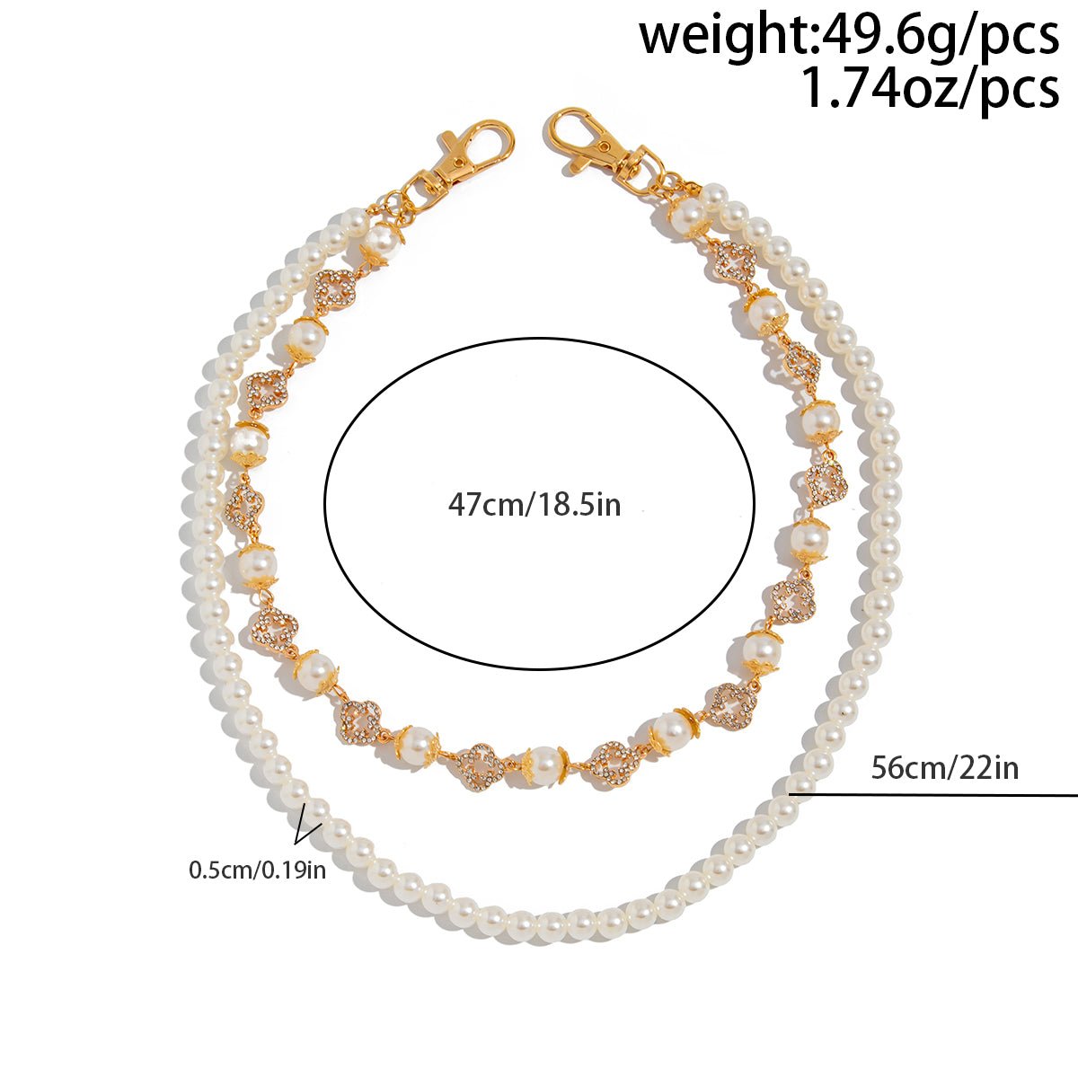 Trendy Layered Rhinestone Inlaid Lucky Clover Pearl Trouser Chain - ArtGalleryZen