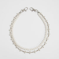 Thumbnail for Trendy Layered Silver Tone Cross Pearl Trouser Chain - ArtGalleryZen