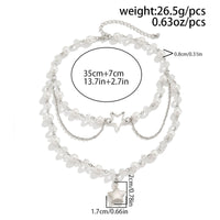 Thumbnail for Trendy Layered Star Pendant Pearl Crystal Chain Necklace - ArtGalleryZen