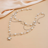 Thumbnail for Trendy Layered Star Pendant Pearl Crystal Chain Necklace - ArtGalleryZen