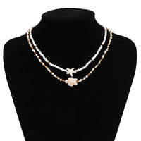 Thumbnail for Trendy Layered Starfish Turtle Seed Bead Necklace Set - ArtGalleryZen