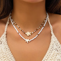 Thumbnail for Trendy Layered Starfish Turtle Seed Bead Necklace Set - ArtGalleryZen