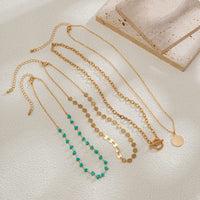 Thumbnail for Trendy Layered Toggle Clasp Round Disk Pendant Crystal Stone Necklace Set - ArtGalleryZen