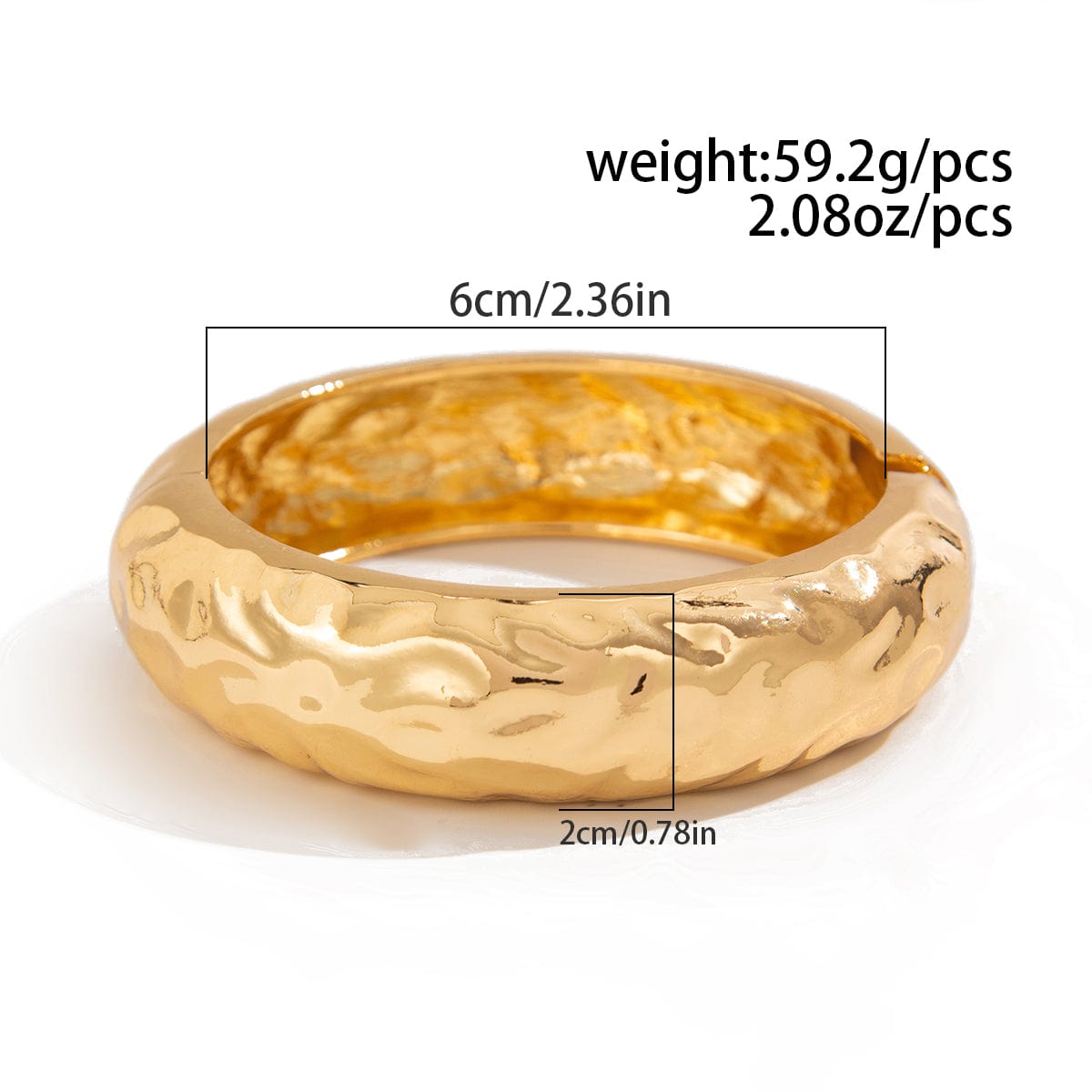 Trendy Metallic Textured Bangle Bracelet - ArtGalleryZen