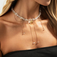 Thumbnail for Trendy Peace Dove Pendant Clear Turquoise Beaded Tassel Necklace - ArtGalleryZen