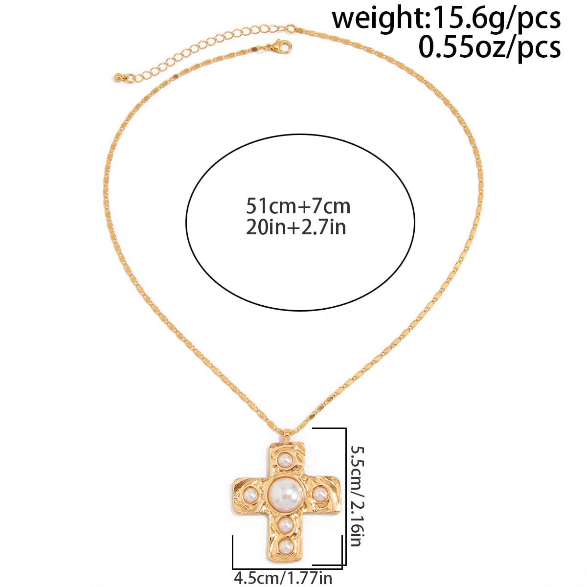 Trendy Pearl Inlaid Cross Pendant Choker Necklace - ArtGalleryZen