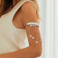 Thumbnail for Trendy Relief Coin Tassel Saturn Chain Open Arm Cuff - ArtGalleryZen