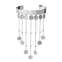 Thumbnail for Trendy Relief Coin Tassel Saturn Chain Open Arm Cuff - ArtGalleryZen