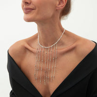 Thumbnail for Trendy Saturn Chain Tassel Crystal Beaded Necklace - ArtGalleryZen