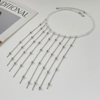 Thumbnail for Trendy Saturn Chain Tassel Crystal Beaded Necklace - ArtGalleryZen