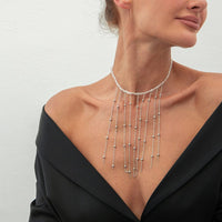 Thumbnail for Trendy Saturn Chain Tassel Crystal Beaded Necklace - ArtGalleryZen