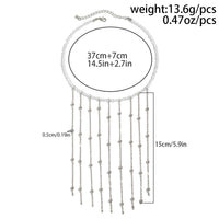 Thumbnail for Trendy Saturn Chain Tassel Crystal Beaded Necklace - ArtGalleryZen