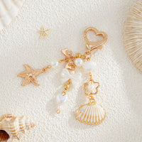 Thumbnail for Trendy Shell Starfish Pearl Bowknot Pendant Heart Keychain - ArtGalleryZen