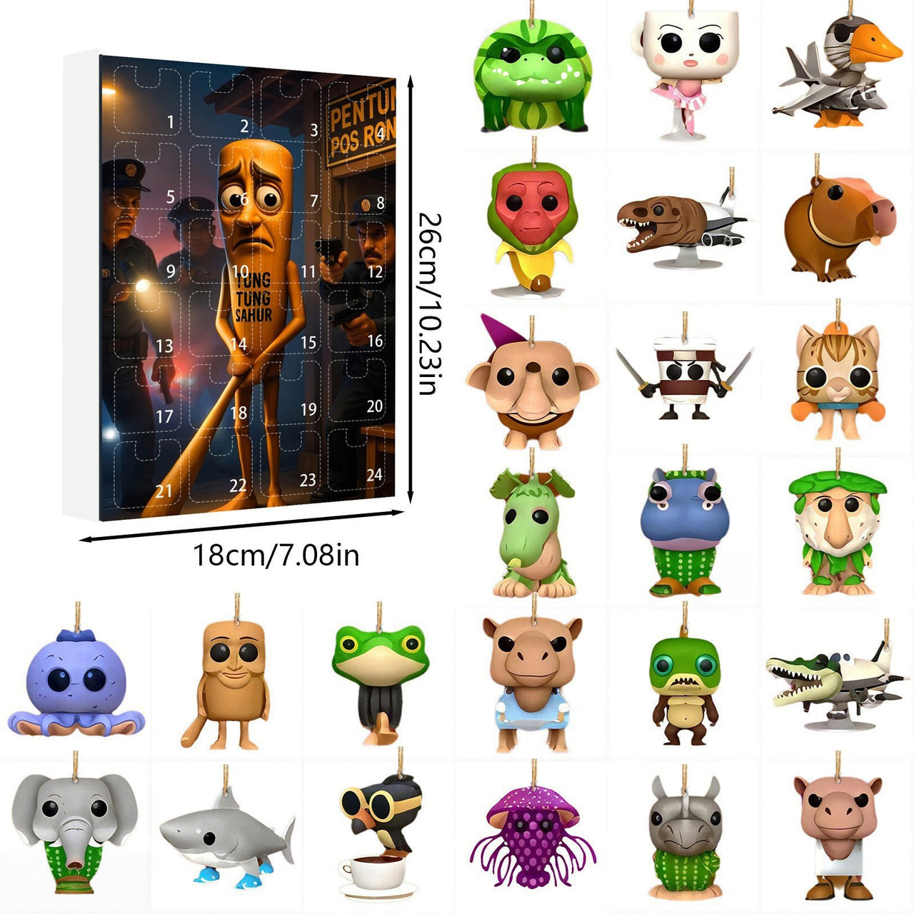 Tung Tung Tung Sahur Italian Brainrot Advent Countdown Calendar With 24pcs Keychain - ArtGalleryZen