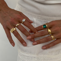 Thumbnail for Vintage 6pcs Rhinestone Inlaid Pleated Open Ring Set - ArtGalleryZen