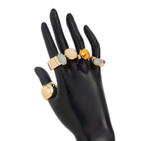 Thumbnail for Vintage Chunky Crystal Inlaid Textured Open Ring Set - ArtGalleryZen