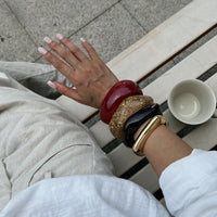 Thumbnail for Vintage Chunky Gold Foil Resin Bangle Bracelet Set - ArtGalleryZen