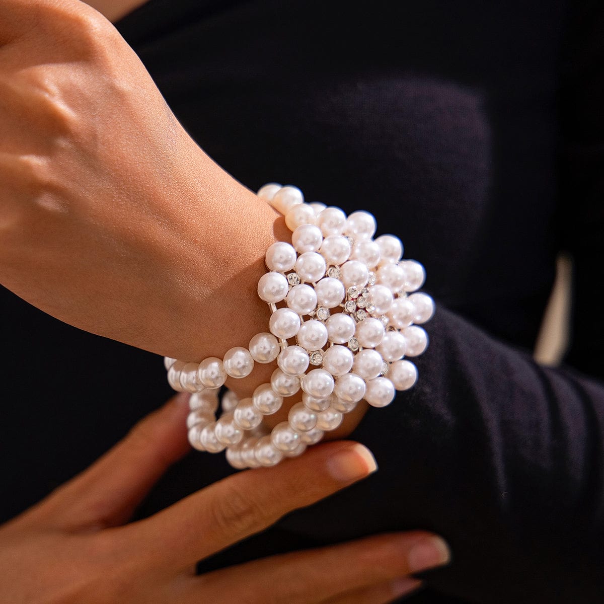 Vintage Chunky Layered Pearl Beaded Necklace Bracelet - ArtGalleryZen