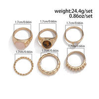 Thumbnail for Vintage Gold Plated Crystal Inlaid Twisted Ring Set - ArtGalleryZen