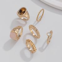 Thumbnail for Vintage Gold Plated Crystal Inlaid Twisted Ring Set - ArtGalleryZen