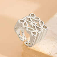 Thumbnail for Vintage Hollow Pattern Square Open Ring - ArtGalleryZen