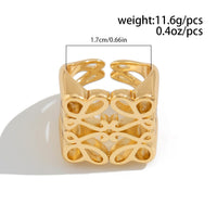 Thumbnail for Vintage Hollow Pattern Square Open Ring - ArtGalleryZen