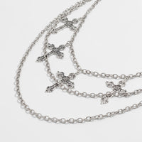 Thumbnail for Vintage Layered Floral Cross Pendant Trouser Chain - ArtGalleryZen
