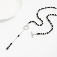 Thumbnail for Vintage Toggle Clasp Crystal Tassel Y Necklace - ArtGalleryZen
