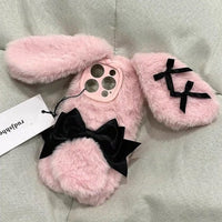 Thumbnail for Y2K Bowknot Pink Bunny Plush iPhone Case - ArtGalleryZen
