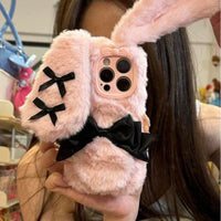 Thumbnail for Y2K Bowknot Pink Bunny Plush iPhone Case - ArtGalleryZen