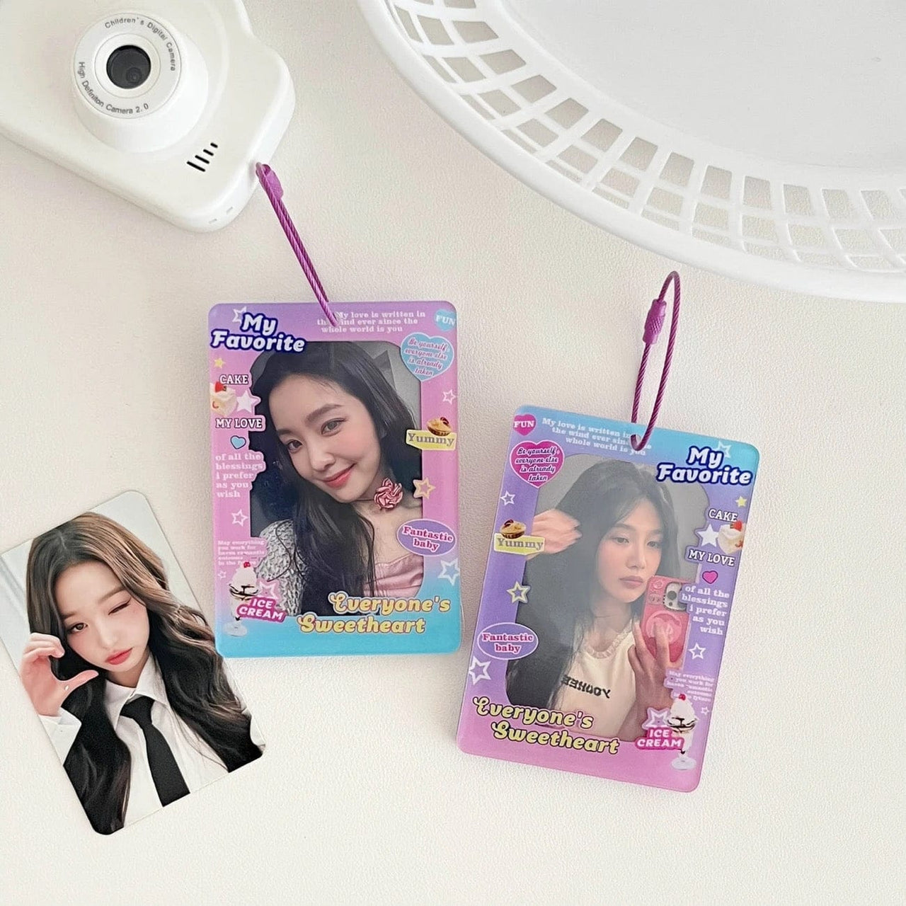 Y2K Lucky Club Double Window Kpop Keychain Acrylic Photocard Holder - ArtGalleryZen