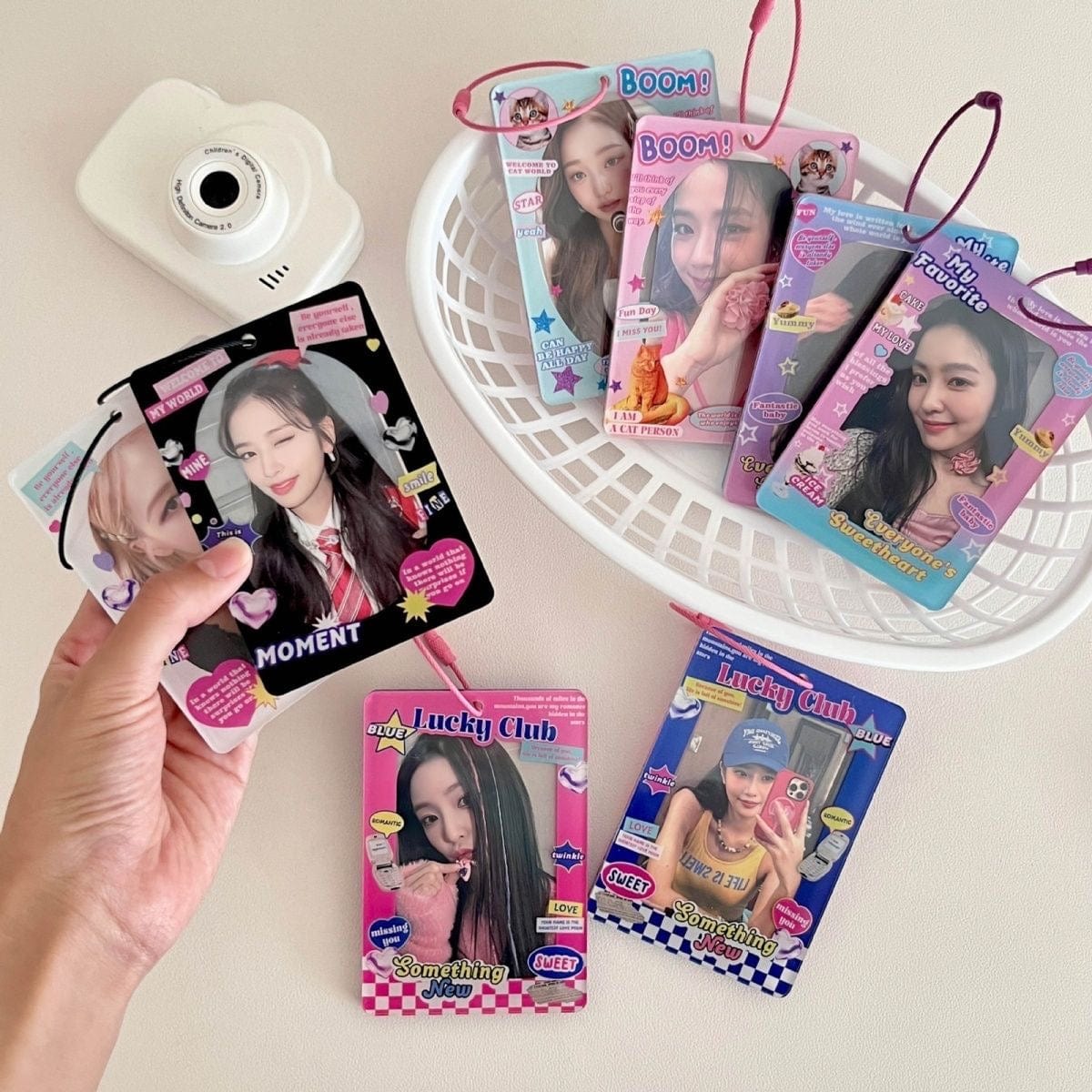 Y2K Lucky Club Double Window Kpop Keychain Acrylic Photocard Holder - ArtGalleryZen