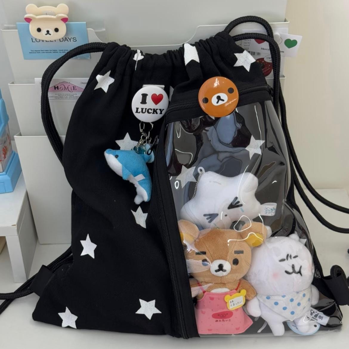 Y2k Star Kpop Fan Display Drawstring Backpack - ArtGalleryZen