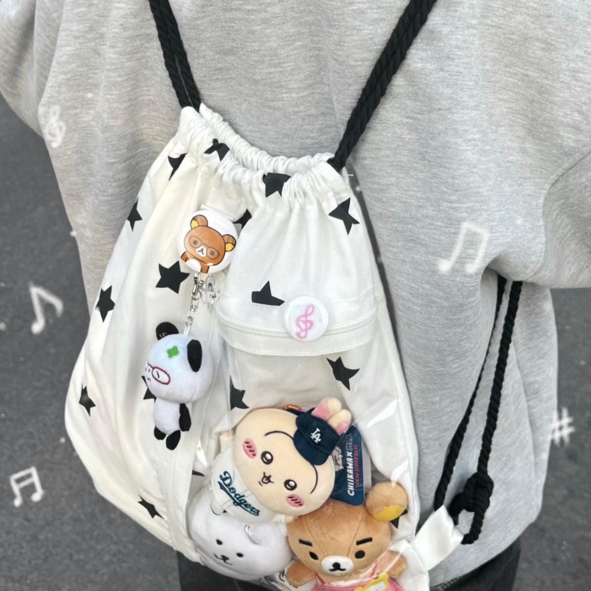 Y2k Star Kpop Fan Display Drawstring Backpack - ArtGalleryZen